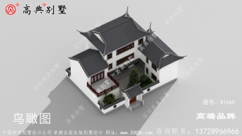 大庭院带露台传统中风格式自建房屋住宅