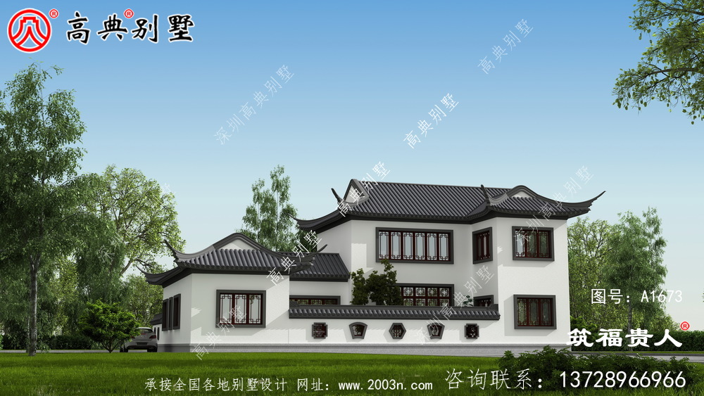 这座苏式园别墅,灰白色搭配效果非常优雅美丽大方,造价便宜