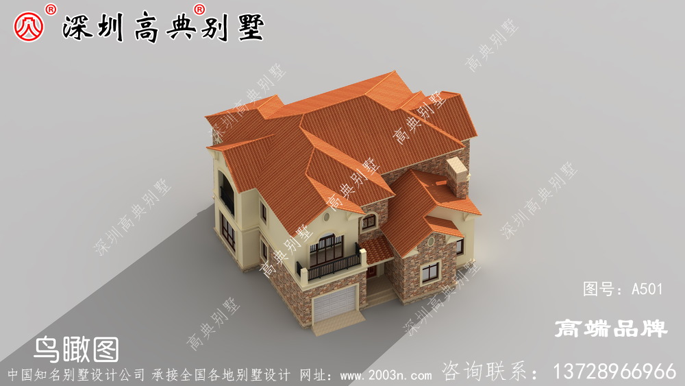 二层农村别墅，既美观又大方，带车库的设计，建上一栋绝对面子