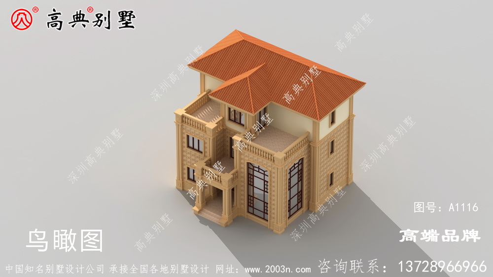 二楼凸出来的飘窗造型感十足 ,丰富别墅立面曲线