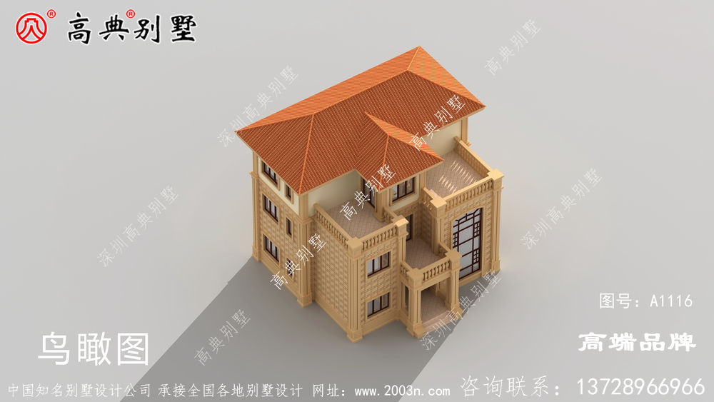 二楼凸出来的飘窗造型感十足 ,丰富别墅立面曲线