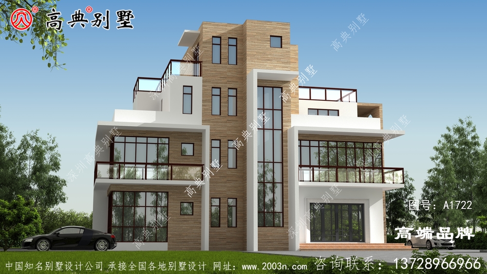 采用平屋顶设计节约成本,多露台也能增加室外活动的空间