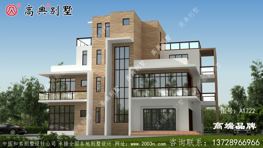 采用平屋顶设计节约成本,多露台也能增加室外活动的空间