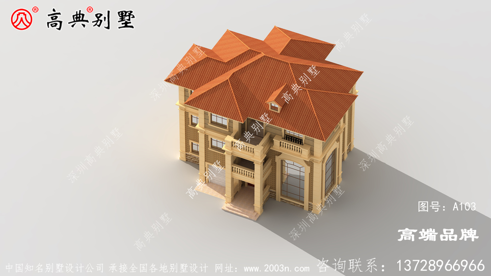 户型方正外观设计简单,用黄色瓷砖做外墙温馨又耐脏