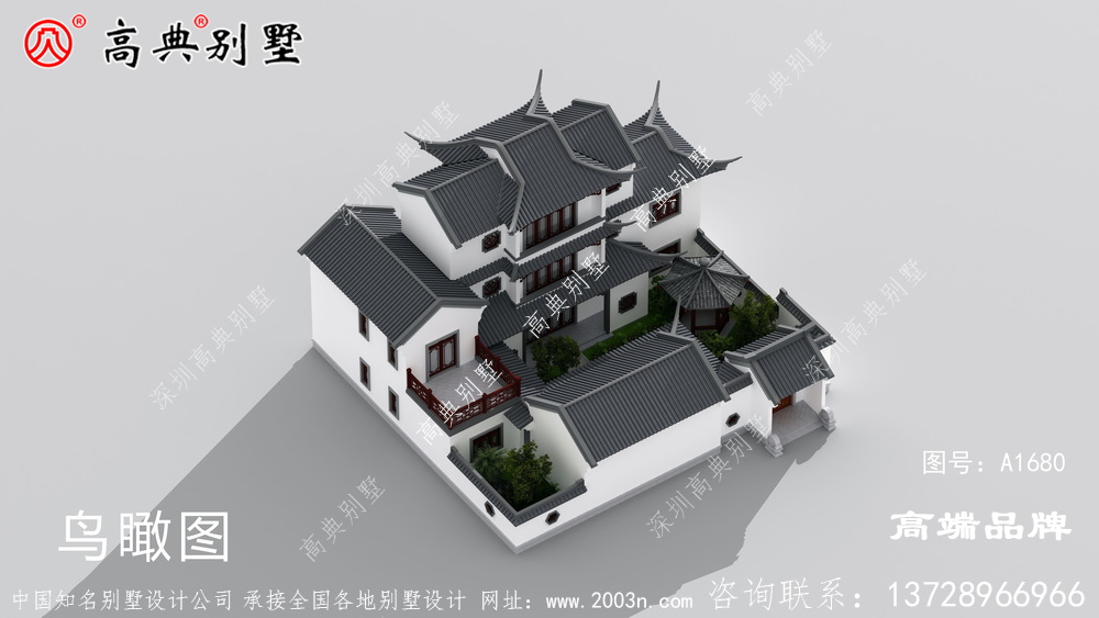 大户型中式庭院别墅,占地293平屋檐极其漂亮